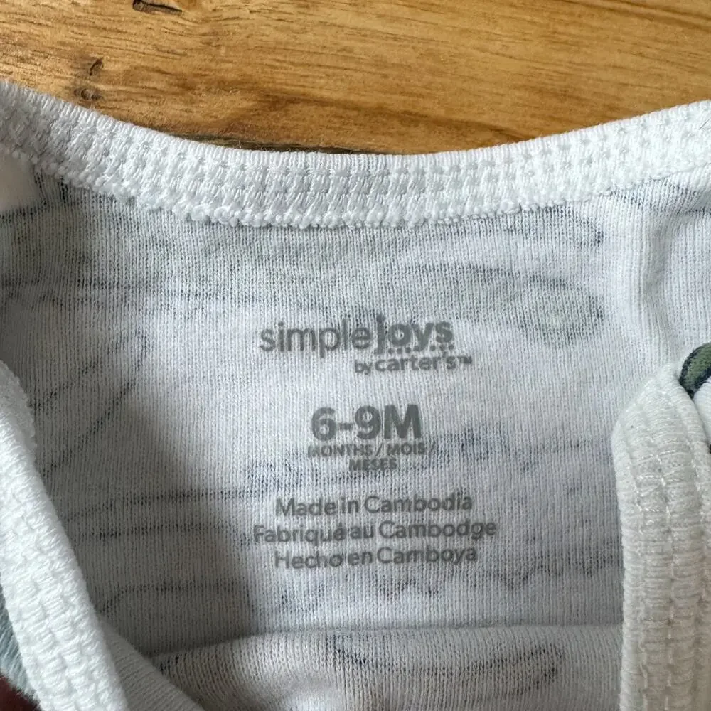 Carter's Simple Joys Baby Boy 4-Pack Bodysuits - Alligator & Safari - 6/9M